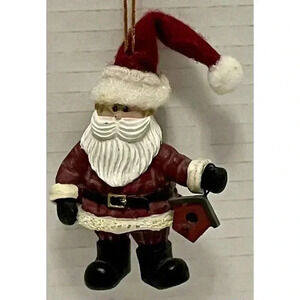 Santa Holding a Birdhouse‎ Christmas Ornament Resin 3.5" High